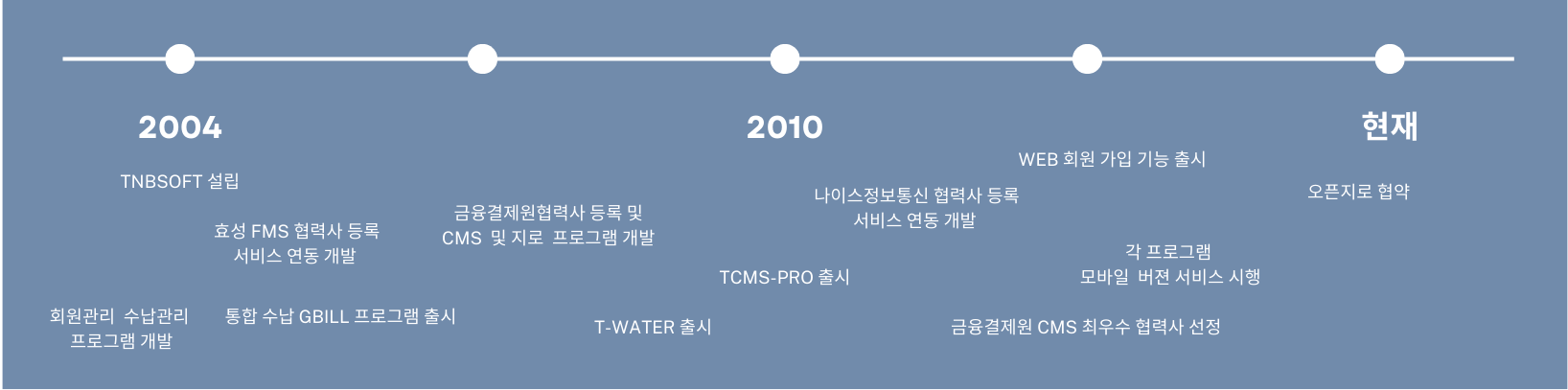 티앤비소프트 연혁 색상다름